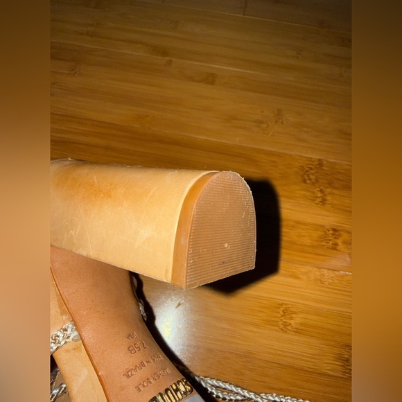 Schutz Leather Tassel Accents T-Strap Heels - Picture 10 of 11